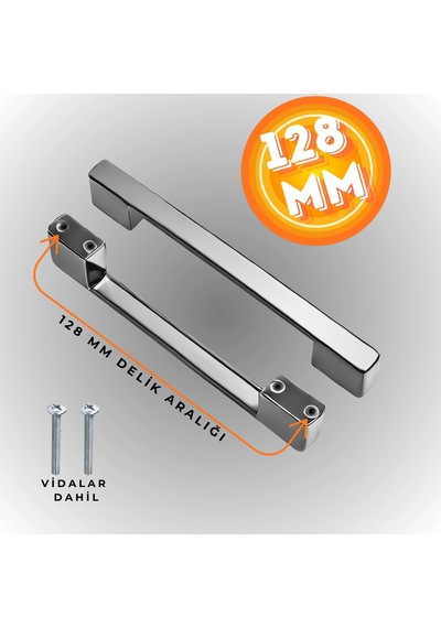 Köprü Kulp Dolap Çekmece Kulbu Metal Kulp 128 Mm Krom
