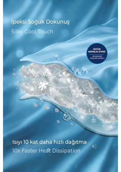 Soğutmalı Yatak Örtüsü Seti Tek Kişilik Soğuk Icecool 2 Parça Çift Taraflı Mavi Turkuaz