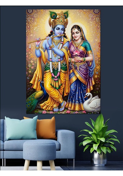 Ahşap Tablo Hindu Tanrısı Krishna Figürü