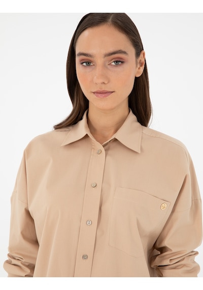 Pierre Cardin Kadın Bej Gömlek Desenli 50299581-vr011 Bej