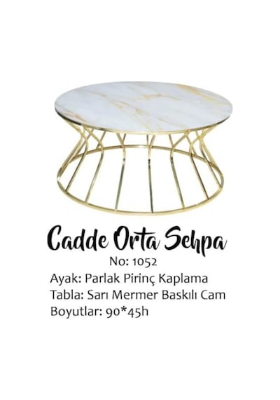 Brc Cadde Zigon Model 1052 Sarı Mermer Temper Cam Metal Transmisy