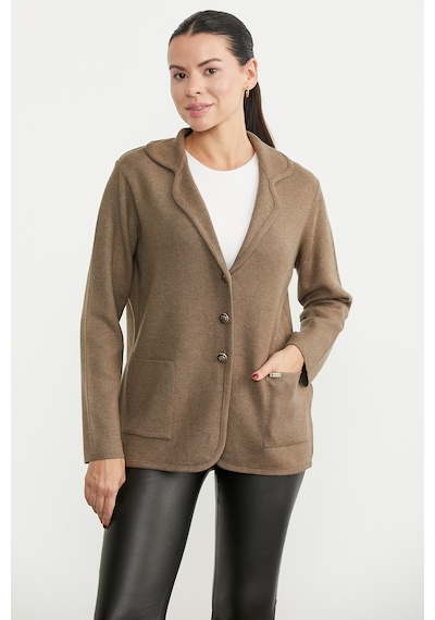 Sementa Oversize Cepli Triko Ceket - Sütlü Kahve