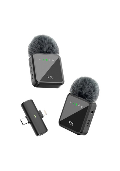Kablosuz Tüylü Yaka Mikrofonu Apple iPhone Uyumlu  Type-c Pc Tablet Video Kayıt Vlog Lightning Usb-c Çıkış