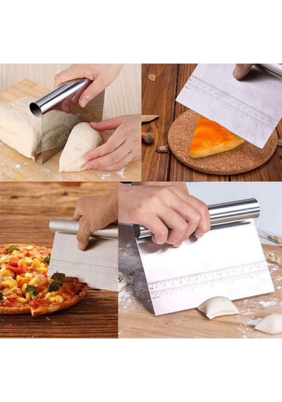 Ölçülü Komple Çelik Büyük Boy Hamur Kesme Spatulası Silikon Beyaz Diğer