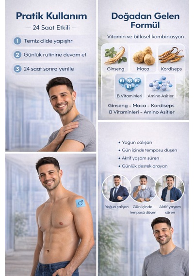 Active Man Erkeklere Özel Vitamin & Bitkisel Destek Transdermal Bant 30 Adet