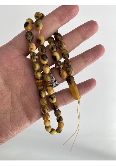 Doğal Kaya Damla Kehribar Tesbih 79769095 45'Lik 4,5 x 3, 5 MM 16 G
