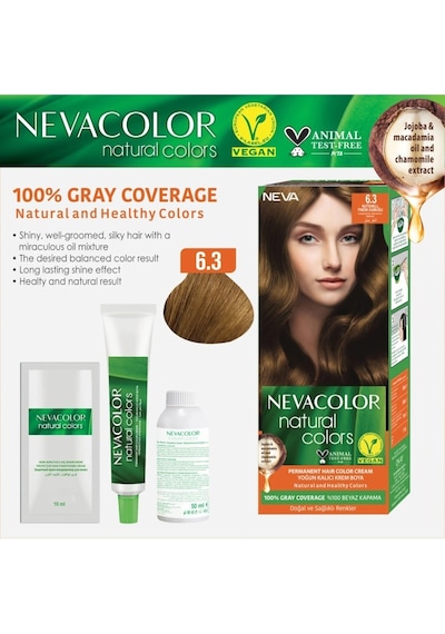 Nevacolor Natural Colors 6.3 Fındık Kabuğu - Kalıcı Krem Saç Boyası Seti