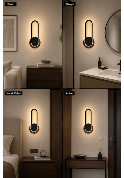 Haris Modern Led Duvar Apliği Günışığı Siyah