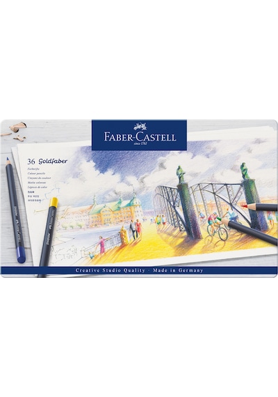 Faber-Castell Goldfaber Kuru Boya Kalemi, 36 Renk, Solmaya Dayanıklı Pigment, Yumuşak ve Canlı Renkler