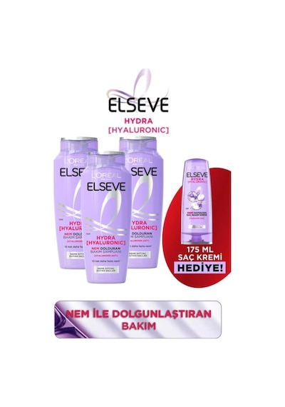 3'lü 300ml Hydra Hyaluronic Şampuan + 175ml Saç Kremi Seti pktelsvhydrhylrncshvsks-10395