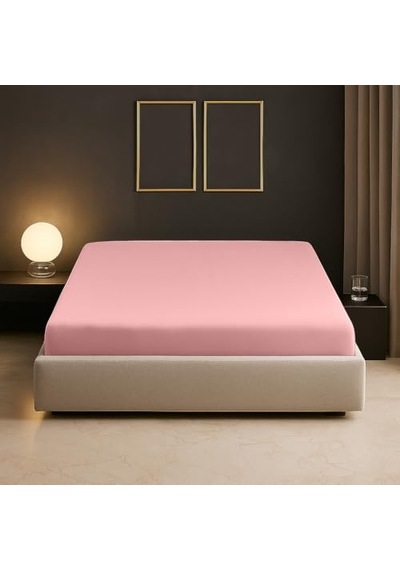 %100 Pamuk 62 Tel 155 Tc 280x280 Cm Battal Boy Düz Çarşaf Pudra Genel