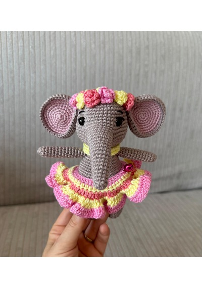 Etekli Amigurumi Fil Oyuncak 16 Cm 001
