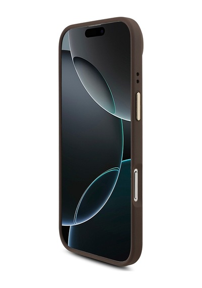 Apple Uyumlu iPhone 17 Air  Kılıf Guess Lisanslı M-safeli 4g Metal Büyük Logolu Kartlıklı Kapak Kahverengi Kahverengi