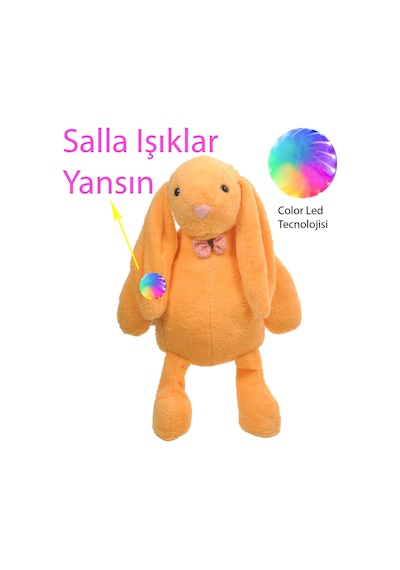 Led Işıklı. Uyku Arkadaşı Uzun Kulak Bunny Peluş Tavşan 65Cm Turuncu