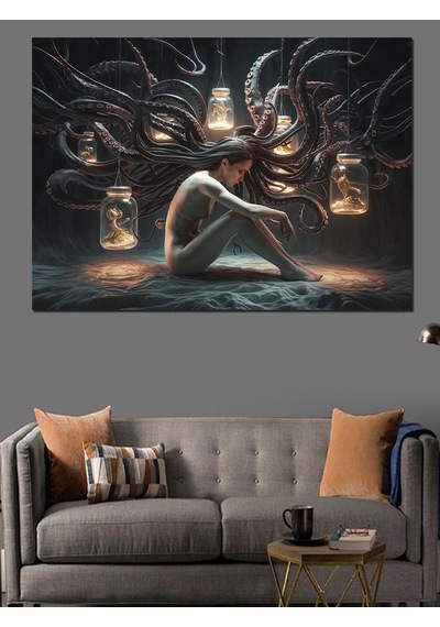 Medusa Figürü Dekoratif Kanvas - Mdf Ahşap Tablo