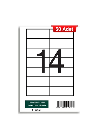 Herboy Hb-1114 105 X 41 Mm A4 Laser Etiket 50 Adet