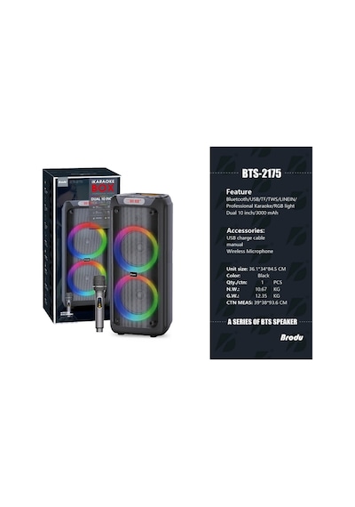 Büyük Boy Kablosuz Mikrofonlu Bluetooth Hoparlör Şarjlı Kablosuz Ses Bombası Speaker