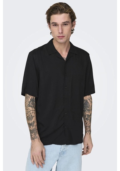 Only & Sons Onsdash Lıfe Reg Vısc Res Ss Shırt Siyah Erkek Gömlek 22024164 Siyah