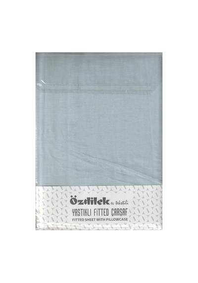 Fitted Lastikli Çarşaf Seti Yastıklı Çarşaf %100 Pamuk Ranforce 180 X 200 Battal Boy Aqua Colourıst Aqua