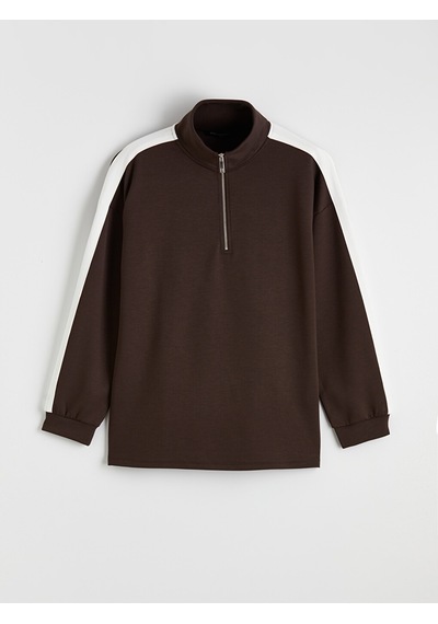 Lcw Comfort Kahverengi Dik Yaka Soft Touch Kadın Sweatshirt