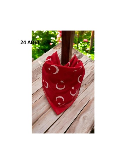 Herşeynota Kırmızı Ay Yıldız Türk Bayrağı Fular Bandana - 23 Nisan. 29 Ekim, 19 Mayıs 24 Adet Çok Renkli