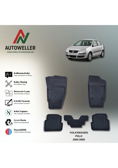 Volkswagen Polo 2002-2009 Uyumlu Havuzlu Oto Paspas