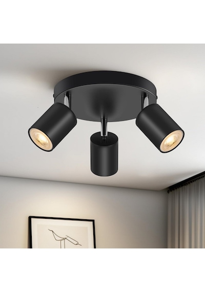 Riolight Modern Siyah Mutfak,salon,giyinme Odası,cafeler İçin Gün İşiğı Metal 3lü Spot Ampul Dahil Siyah