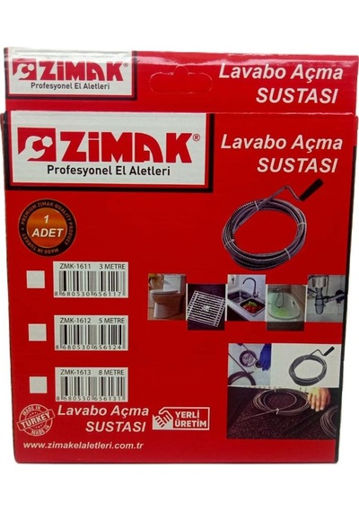 Zimak Lavabo Gider Açma Sustası 3m Zmk1611