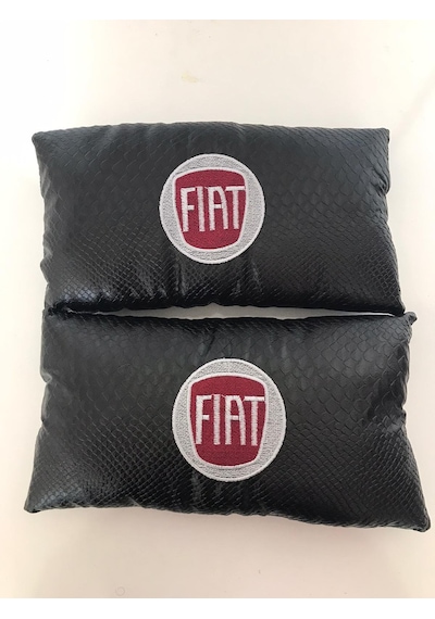 Fiat Nakışlı Egea Linea Deri 1 Çift Boyun Yastık Ve 1 Çift Kemer Pedi Siyah