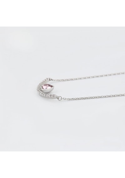 Damla Taşlı Smile Tasarım Platin Kaplama Kadın Kolye Silver