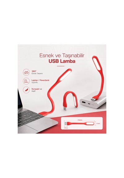 Esnek Usb Led Lamba Powerbank Laptop Ve Pc İçin Taşınabilir Gece Lambası