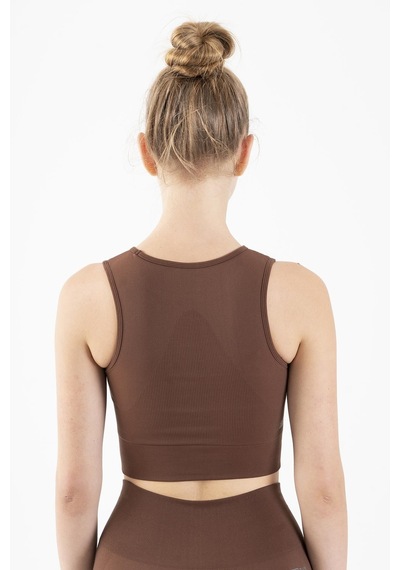 Maraton Active Slimfit Kadın Atlet Yaka Kolsuz Training Sepya Bra 813034-Sepya