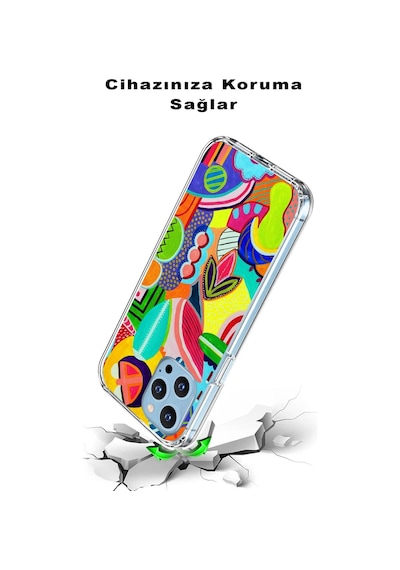 Realme 8 Pro İle Uyumlu 1mm Slim Fit Retro Renkler 6 Baskılı Şeffaf Kılıf
