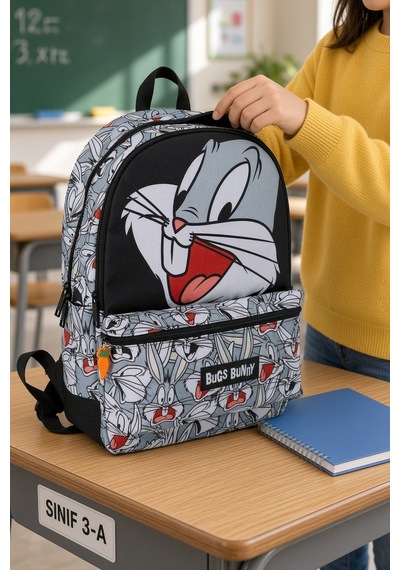 İlkokul Okul Çantası Bugs Bunny Öğrenci Günlük Sırt Çantası 42x30x12 Cm Çok Renkli
