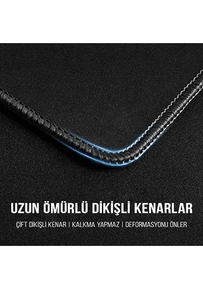 Pro Black Edition - Dikişli Kenar 70x30, 90x40, 100x50 Ve 120x60 Cm Oyuncu Gaming Mouse Pad Siyah, 70x30 Cm