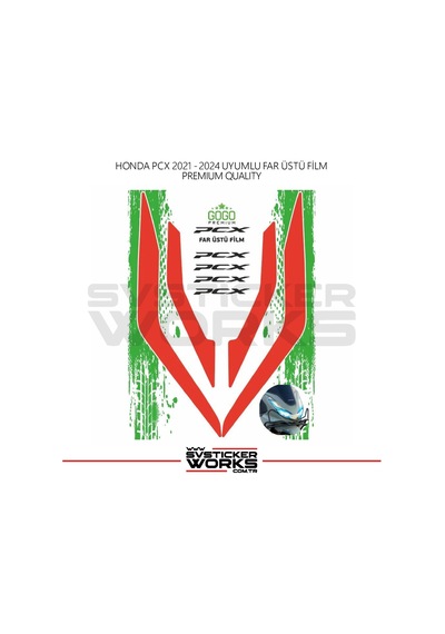Honda Pcx Far Filmi Sticker Şeffaf Folyo 2021 - 2024 İnce Model Kırmızı
