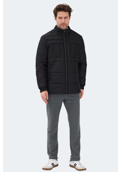 Slazenger Baldwıng Erkek Dik Yaka Fermuarlı Siyah Mont & Kaban Siyah