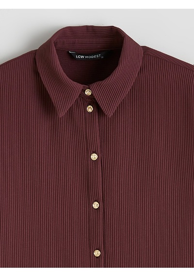 Lcw Modest Bordo Fitilli Kadın Gömlek Tunik