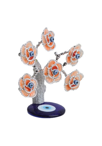 Feng Shui Nazar Boncuğu Çiçeği Hayat Ağacı Biblo Servet Çakra Şans Ağacı Mavi Göz Gül Ağacı 15 Cm. 00775188