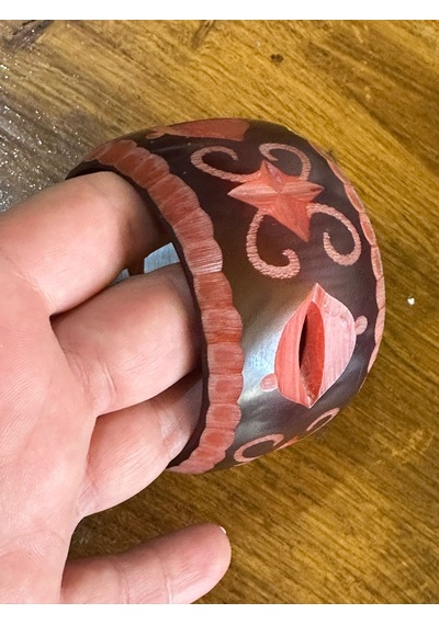 Oyma Kemik Kadın Hint Bileziği Çap 7 Cm 1212181897066g Bordo