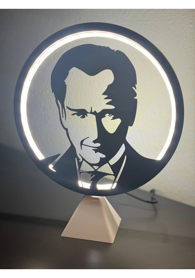 Atatürk Silüetli Halka Led Dekoratif Işıklı Masa/gece Lambası Anlamlı Hediye Adaptör Dahil