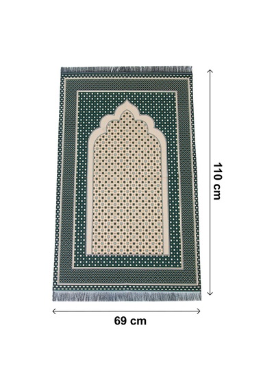 Mihraplı Yıldız Desenli Goblen Seccade - Yeşil Yeşil
