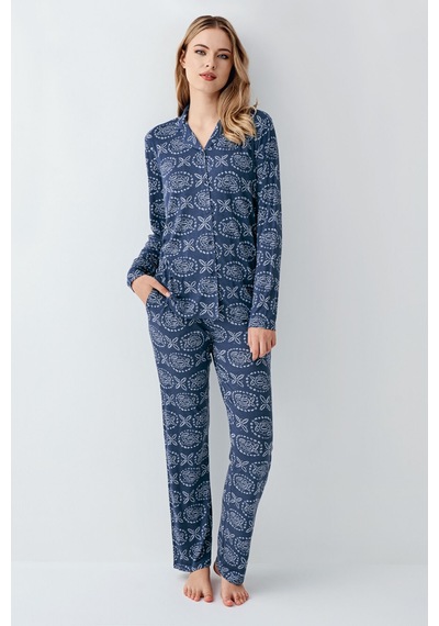 Arnetta Kadın Mavi Gömlek Pijama Ar3402-s-v1 Mavi