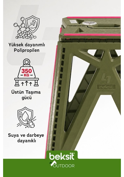 Outdoor Herkül L Katlanır Reflektörlü Tabure Haki Yeşil Yeşil Yeşil