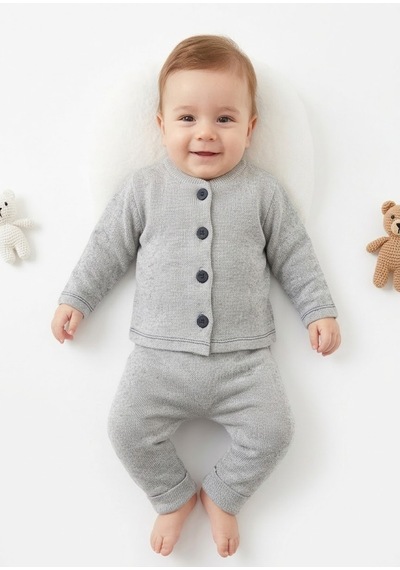 Gülerçocuk Unisex Bebek Gri Triko Örgü Alt Üst Takım - Düğmeli Hırka Ve Pantolon İkili Set Yenidoğan 0-3 Ay Gri - 938051830 Gri Gülerçocuk Unisex Bebek Gri Triko Örgü Alt Üst Takım - Düğmeli Hırka Ve Pantolon İkili Set Yenidoğan 0-3 Ay Gri - 938051830 Gri