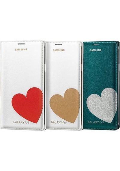 Galaxy S5 İle Uyumlu Moschino Flip Wallet Kılıf Kırmızı Kalp Ef-wg900rregww