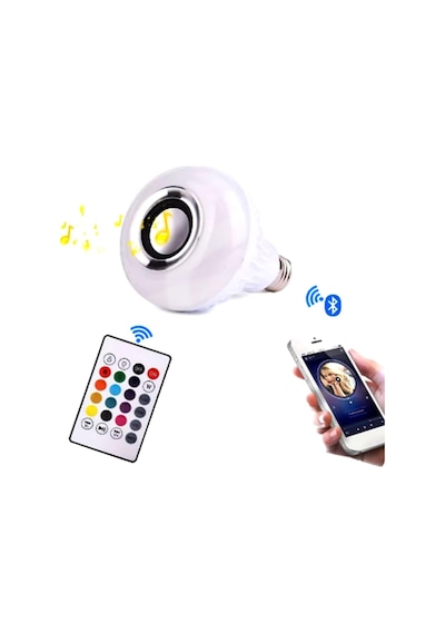 Tr Led Ampul E27 Rgb Renk Değiştiren Uzaktan Kumanda Kontrollu Bluetooth Müzik Hoparlörü Ampul Çok Renkli Genel