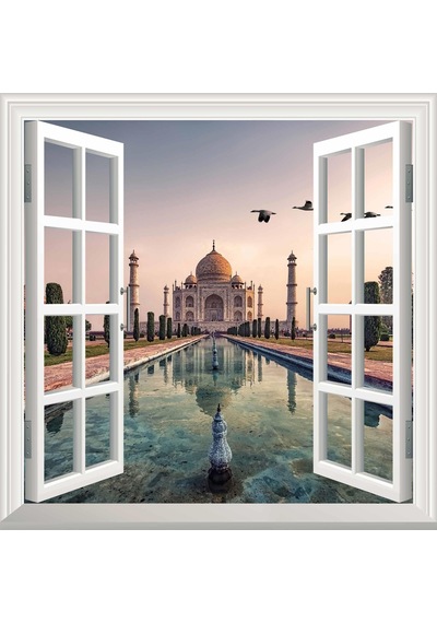 Pencere Poster Duvar Kağıdı Taç Mahal Yapışkanlı Sticker N11.199