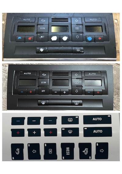 A4 B6 - B7 Kasa 2001-2008 Arası Klima Ünitesi Tuş Takımı Tamir Kiti Sticker Etiketi 1 Adet