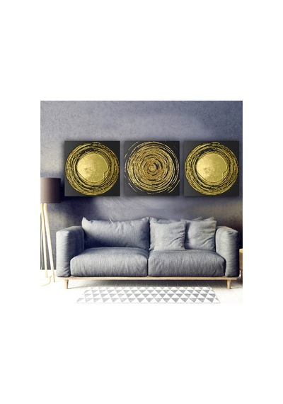 Modern Kanvas Tablo Altın 3 Parça Set 92